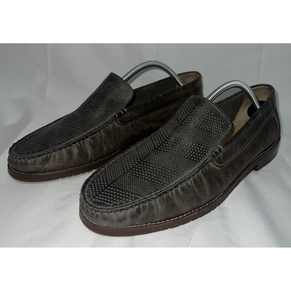 Tommy Bahama Grey Soft Nubuck Slip-On Leather Perforated Loafers Men's 9.5D